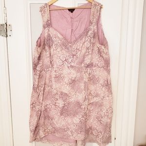 Simply Be Plus Size 26 Purple Damask Print Dress